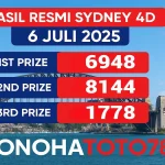 Hasil Resmi Sydney 4D 6 Juli 2025 dari Konohatoto78 - angkagaib.com